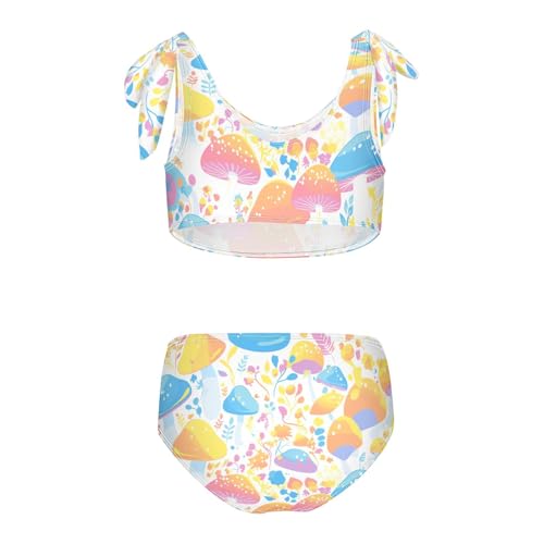 Trippy Mushrooms Rainbow Eyed Girl 2 Piece Kids Bikini Set Beach Bathing Suit Swimming Suits Adjustable Strap2