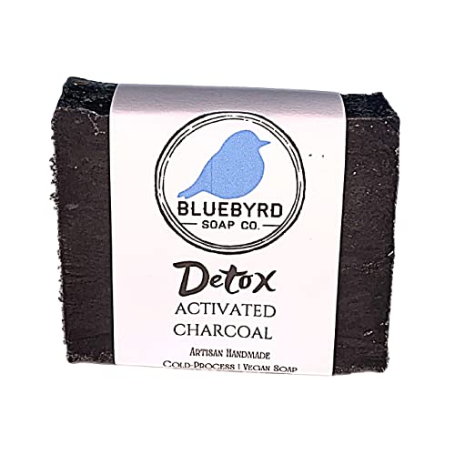 Bluebyrd Soap Co. Detox Activated Charcoal Bar Soap | Detoxifying Natural Facial Cleanser Bar For Acne, Blackheads, Eczema, Psoriasis, Sensitive Skin | Organic Black Soap For Oily Skin Purifying, Non-Gmo, Unscented, Vegan, Paraben Free, 5Oz. (Detox, Bar) #TOP15