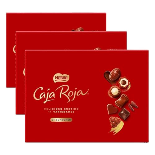 NESTLÉ Caja Roja Bombones de Chocolate con leche estuche, 198g (Paquete de 3)