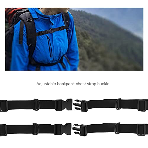 Image of 2x Backpack Chest Strap Adjustable Backpack Sternum Strap Chest Belt Nylon with Quick Release Buckle 25-70cm for Hiking and Jogging Black