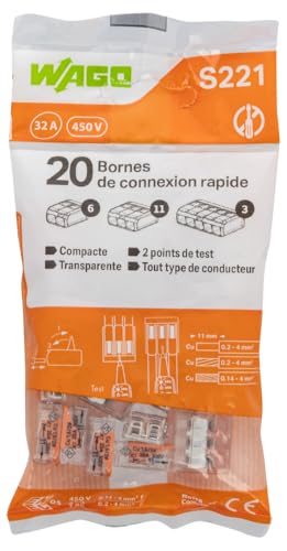 WAGO - Blister panaché de 20 bornes de connexion automatique 2,3 et 5 entrées S221