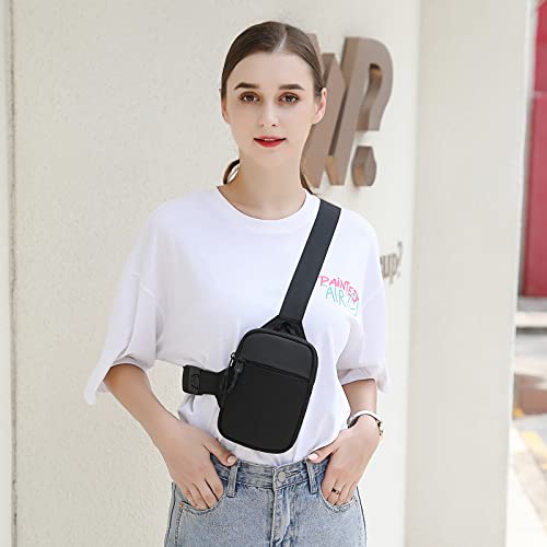 Small Crossbody Bags For Women Men, Waterproof Mini Crossbody Fanny Pack With Front Pocket, Small Sling Bag Cell Phone Passport Bag With Adjustable Strap (Black) #TOP1