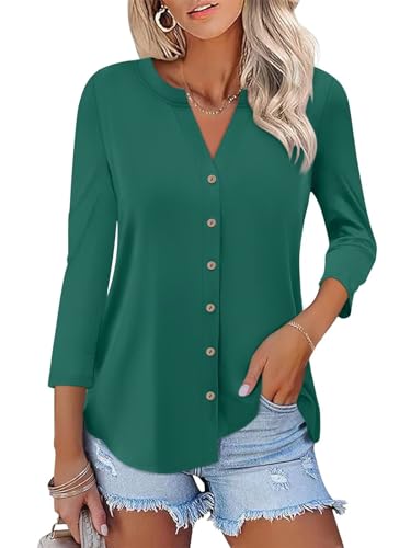 T-shirt boutonné col en V ORANDESIGNE coupe fluide anti-transpiration
