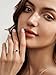 Gloffery 14K Gold Plated Engagement Rings for Women Created Green Emerald Oval Cut Wedding Band Promise Ring for Her Size 5-10 (Oval,Size 6)