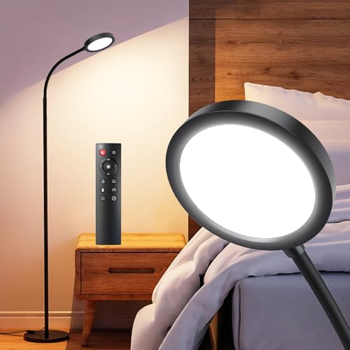 BeaNet フロアライト LED 【 無線リモコン・タッチスイッチ・ 調光調色】 スタンドライト組み立て簡単 【PSE認証済】省エネ目に優しい フロアランプ 読書/勉強/仕事/プレーフロアスタンド、ブラック BNT-FLL06