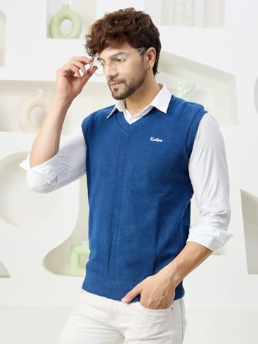 Image of Kvetoo V Neck Sleeveless Winter Wool Sweater for Men