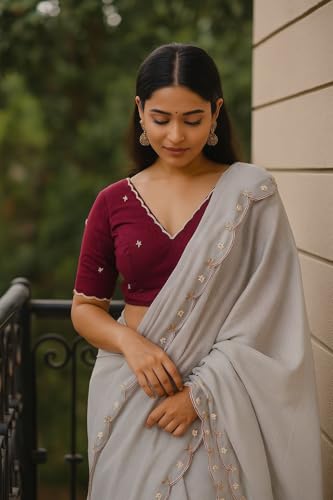 Royalstyle grey kota doria silk saree – image 2