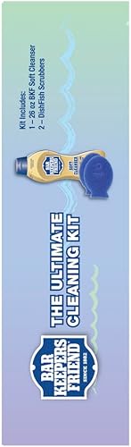 Vista 4 de Bar Keepers Friend Ultimate Cleaning Kit Líquido limpiador suave (26 onzas) y dos fregadores de pescado Multiusos, acero inoxidable, óxido