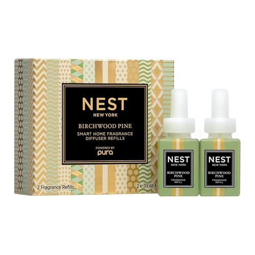NEST New York Smart Home Fragrance Diffuser Refill Smart Vials, Birchwood Pine - Set of 2 - Designed for NEST x Pura 3 and NEST x Pura 4 Diffusers - Cruelty Free, Vegan
