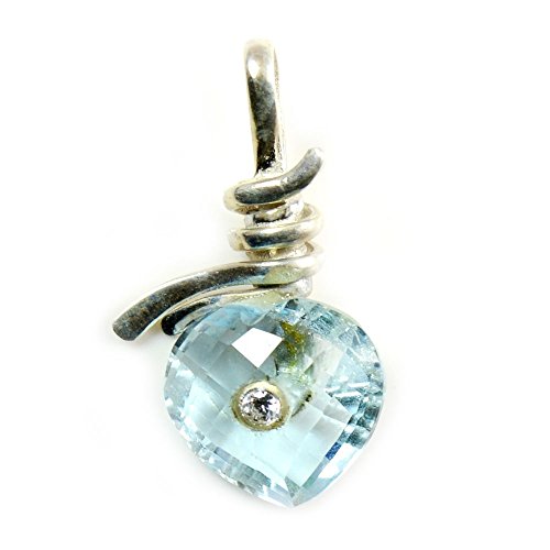 Pendentif topaze bleue véritable en cœur, bijou protecteur argent 925 fille