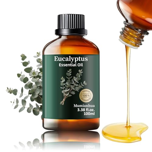 Olio di Eucalipto Puro, Mumianhua Naturale Olio Essenziale Eucalipto per Diffusore, Viso, Cura della Pelle, Aromaterapia, Capelli, Massaggio al Cuoio Capelluto e Corpo, Candele e Spray 100ml