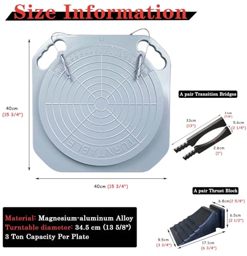 Placas de giro de la alineación de la rueda giratoria de 360 °, mesa giratoria de aleación de aluminio resistente con pasador de bloqueo para el garaje del coche, herramienta de medición precisa del á