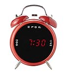 Radio FM con pantalla LED. BIGBEN RR90EPOKR Radio Reloj Despertador Color Rojo, Alarma Dual