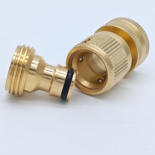 Kabter Garden Hose Quick Connect Solid Brass Quick Connector Garden Hose Fitting Water Hose Connectors Garden Hose Disconnect 3/4 inch GHT — view 3