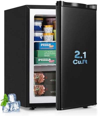 Erivess 2.1 Cu.ft Upright Freezer, Small Mini Freezer with 7 Temp Settings
