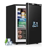 Erivess 2.1 Cu.ft Compact Upright Freezer, Single Door Mini Freezer with Adjustable Thermostat, Removable Shelves, Energy-Saving & Low Noise, Small Freezer for Home/Dorm/Apartment/Office (Black)