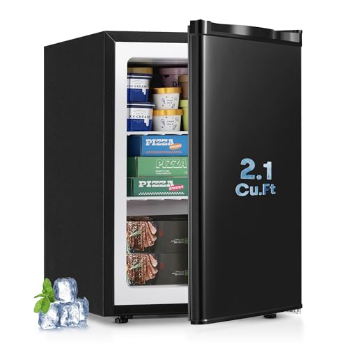2.1 Cu.ft Compact Upright Freezer, Single Door Mini Freezer with Adjustable Thermostat, Removable Shelves, Energy-Saving & Low Noise, Small Freezer for Home/Dorm/Apartment/Office (Black)