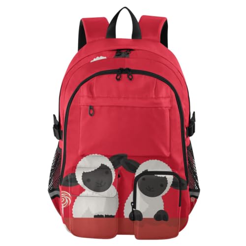 Mochilas para laptop Crazy Farm con estampado de ovejas rojas y blancas para el colegio 1