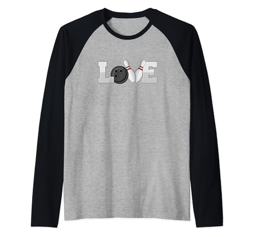 I Love Bowling Bowling Bowling Cono Bowler Regalo Camiseta Manga Raglan