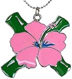 Die pinke Hibiskusblüte ist ein schönes Accessoire zu Vintage und Retro Outfits Seitliche Bambusstäbe erwecken den Eindruck von 
