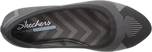 Skechers Women's Cleo Wham Flat, Black/Charcoal, 8 M US