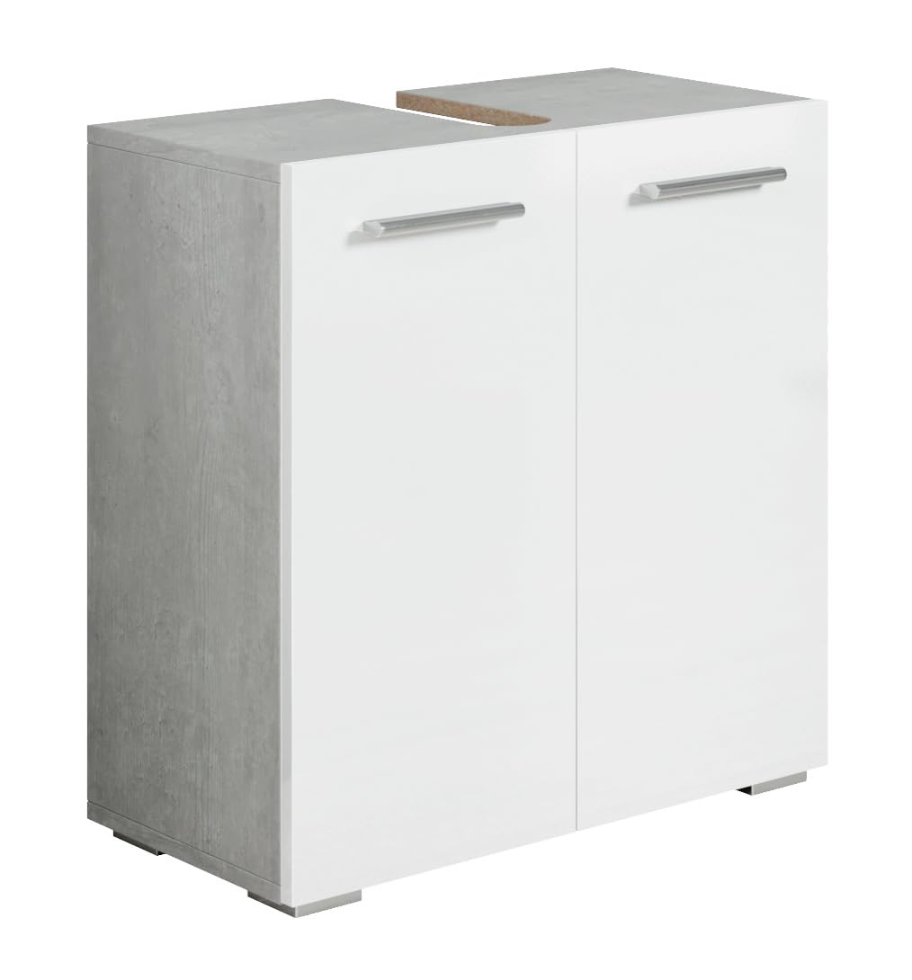 Badplaats B.V. Mueble bajo Lavabo Jupiter 60 x 30 x 60 cm - Gris hormigón con Blanco - Mueble de baño - Mueble de Lavabo de pie