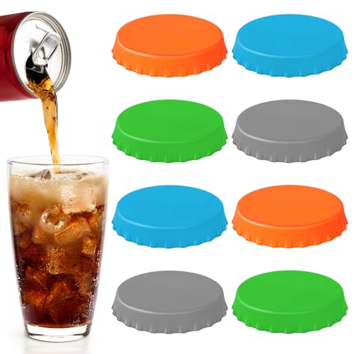 YGAOHF Soda Can Lids, 8 Pcs Soda Can Lids to Keep Carbonation, Silicone Soda Can Covers Lids, Reusable Container Saver for Soda & Beer, Keep Drinks Fresh, Fits Standard Beverage Cans