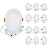 Cmswiftify 12 Pack 6 Inch Recessed Lights, 5CCT Adjustable LED Ceiling Light, IC Rated Slim Flush Mount Light Fixture for Bedroom Kitchen Bathroom, 12W 1050LM, ETL Certified (6 Inches)
