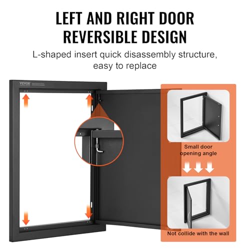 VEVOR Outdoor Kitchen Door - 16W x 22H Inch, Flush Mount, Vertical Wall Door with Handle, for BBQ Island and Grilling Station by VEVOR - Used condition - Image 4