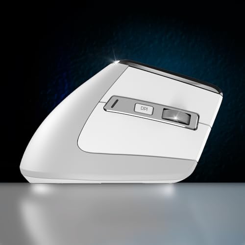 NEWWAY 2024 - Ratón Vertical inalámbrico A9 (WiFi 2.4 GHz, USB C, Recargable, RGB, 2400 dpi, ergonómico, silencioso, Nano Receptor Integrado de 10 m, Color Blanco - imagen 9