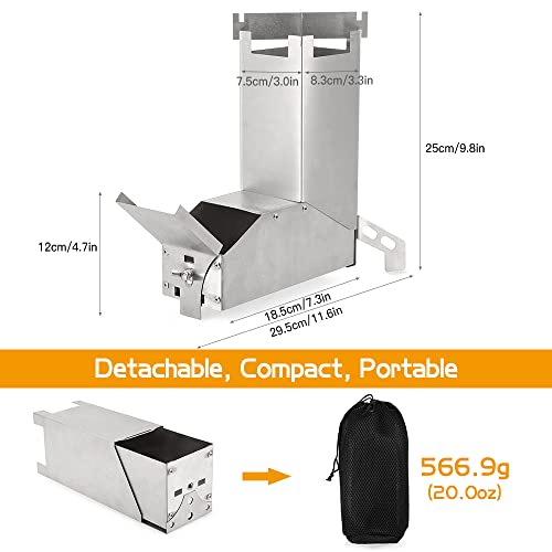 Lixada Camping Stove Collapsible Wood Burning Stainless Steel Rocket Stove Backpacking Camp Tent Stove For Picnic Bbq Camp Hiking #TOP2