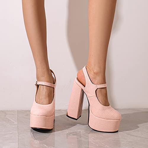 MRKEWUNEY Womens Platform Mary Janes Chunky High Heel Ankle Strap Slingback Mary Janes4