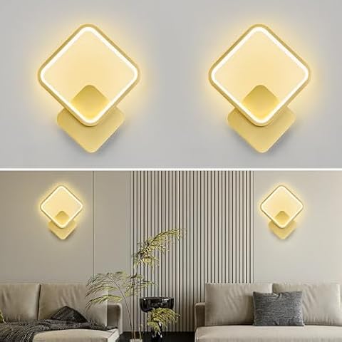 LMQNINE LED Wall Sconces Set of Two Modern Wall Sconce Gold Wall Light 4000K 10W Indoor Wall Lighting for Bedroom Living Room Hallway (2-Pack Cover