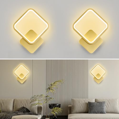 Image of LMQNINE LED Wall Sconces Set of Two Modern Wall Sconce Gold Wall Light 4000K 10W Indoor Wall Lighting for Bedroom Living Room Hallway (2-Pack