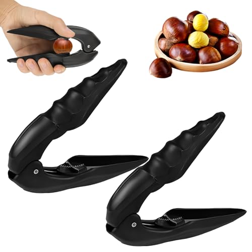 MCTNCT Cortador de Castañas 2 Piezas abridor castañas, pelador de castañas, Alicates Castañas,Partidor De Castañas, Pinzas para Castañas, para Castañas Nueces y Otros Frutos Secos (Negro)