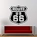 Highway 66 Mother Road Route US 66 Logo Sign Badge Cultura pop americana Etiqueta de la pared Vinilo Calcomanía para automóviles Dormitorio Sala de estar Oficina Estudio Club Decoración para el h
