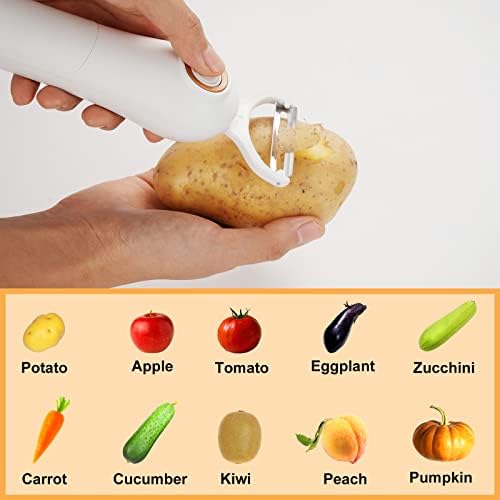 Electric Peeler Fruits and Vegetables, Stainless Steel Handheld Julienne Peeler Slicer 3-in-1 Set Tool for Kitchen Apple Carrot Potato Cucumber