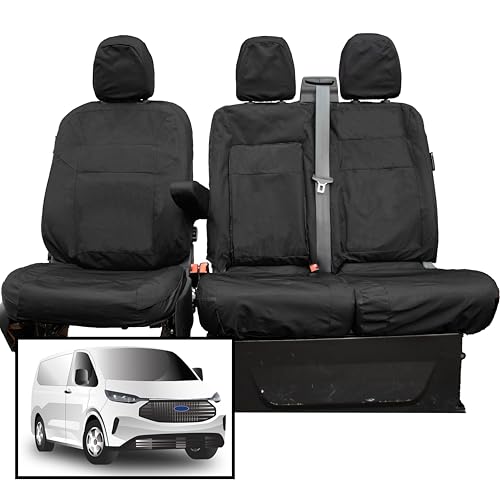 Seat Covers to fit Ford Transit Custom 2024 Onwards Driver & Double Passenger Fold Down Tray Cover To Fit The All-New Ford Transit Custom Seat Covers
