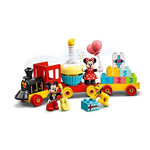 LEGO 10941 Duplo Tren de Cumpleaños de Mickey y Minnie, Juguete para Niños de 2, 3 y 4 Años o Más, Figura de Pluto, Tarta y Vela, Regalos para Bebés