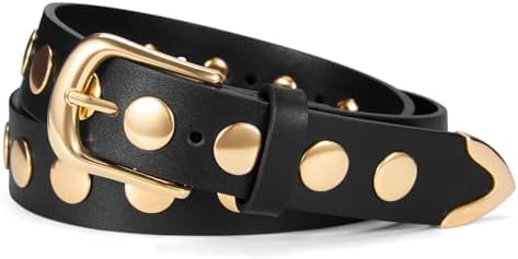 VATAN Women Leather Belt for Jeans Dresses Pants Fashion Ladies Casual Waist Belt with Gold Buckle