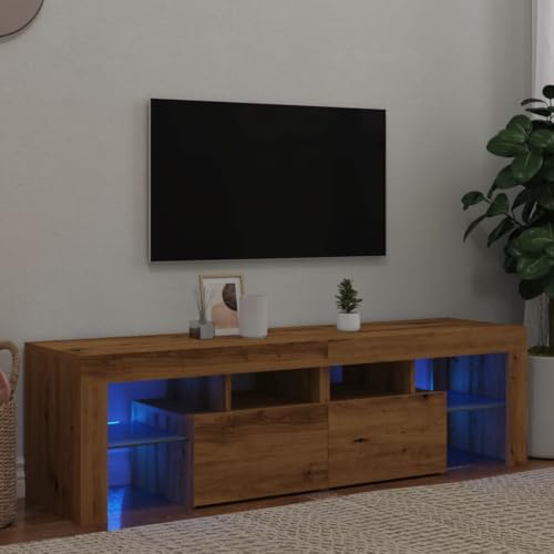 VidaXL Mueble de TV Luces LED Madera Roble