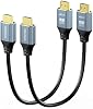 Cable HDMI corto de 1 pie, paquete de 2, cable HDMI 2.0 de 1 pie y 12 pulgadas | Cable HDMI 4K blindado de alta velocidad con HDR, Ethernet/ARC, HDCP 2.2 para PC, monitor, TV Roku/LG, PS4/PS5, Xbox, Switch, cámara 2