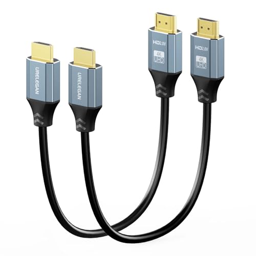 Short HDMI Cable 1FT 2-Pack 1Feet HDMI 2.0 Cable Short High Speed 4K HDMI Shielded Cord 12 inch with HDR Ethernet/ARC 3D HDCP 2.2 for PC Monitor Roku/LG TV PS4/PS5 Xbox Switch Soundbar Camera