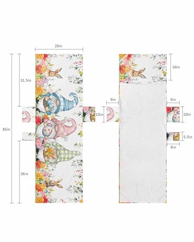 Easter Gnomes Beach Lounge Chair Towel Cover, Soft Chaise Lounge Towel with Side Pockets Patio Pool Chairs Cover for Beach/Pool Sunbathing 29x85 Watercolor Spring Floral Eggs Botanical