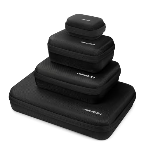 deleyCON Estuche Rígido para Cámara GoPro y Accesorios - Resistente, a Prueba de Polvo, Golpes y Salpicaduras - para GoPro Hero 13, 12, 11, 10, 9 - Tamaño M - Negro - imagen 6