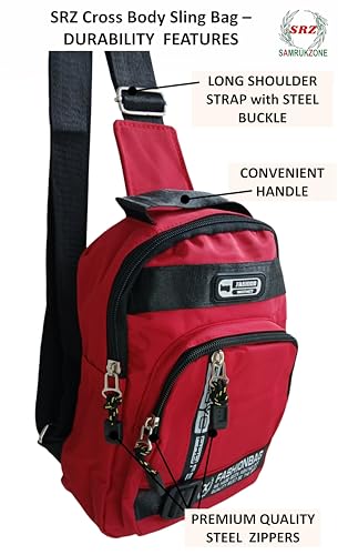 Image of SRZ Crossbody Sling Bag | Water Resistant | Glossy Vibrant Colours | Chest Bag Waist Bag | 4 Pockets | Adjustable Shoulder Strap