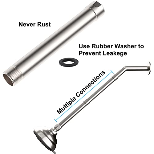 Hibbent All Metal 2 Pack 6 Inch Shower Head Extension Arm, Solid Brass Shower Arm Extension Shower Head Extender, Water Outlet Lowers Existing Shower Head-Lower Shower Head, Brushed Nickel #TOP4