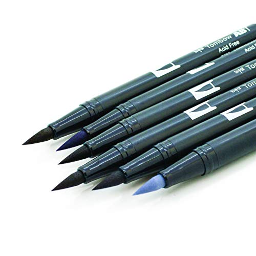Image of Tombow Dual Brush Pen Art Markers, Grayscale, 6-Pack