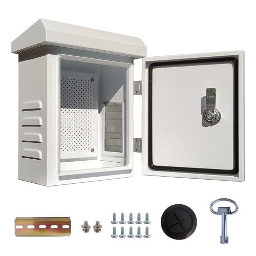 Image of SOLICASE Enclosure Outdoor,Waterproof Enclosure - IP Waterproof Electrical Box, Electrical Enclosure Box, Metal Galvanized Electrical Enclosure (12x9x6”) with Wall-Mounted and Steel Belts