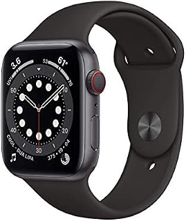 Apple Watch Series 6 44mm (GPS + Cellular) - Space Grey Aluminium Case with Black Sport Band (Renewed)